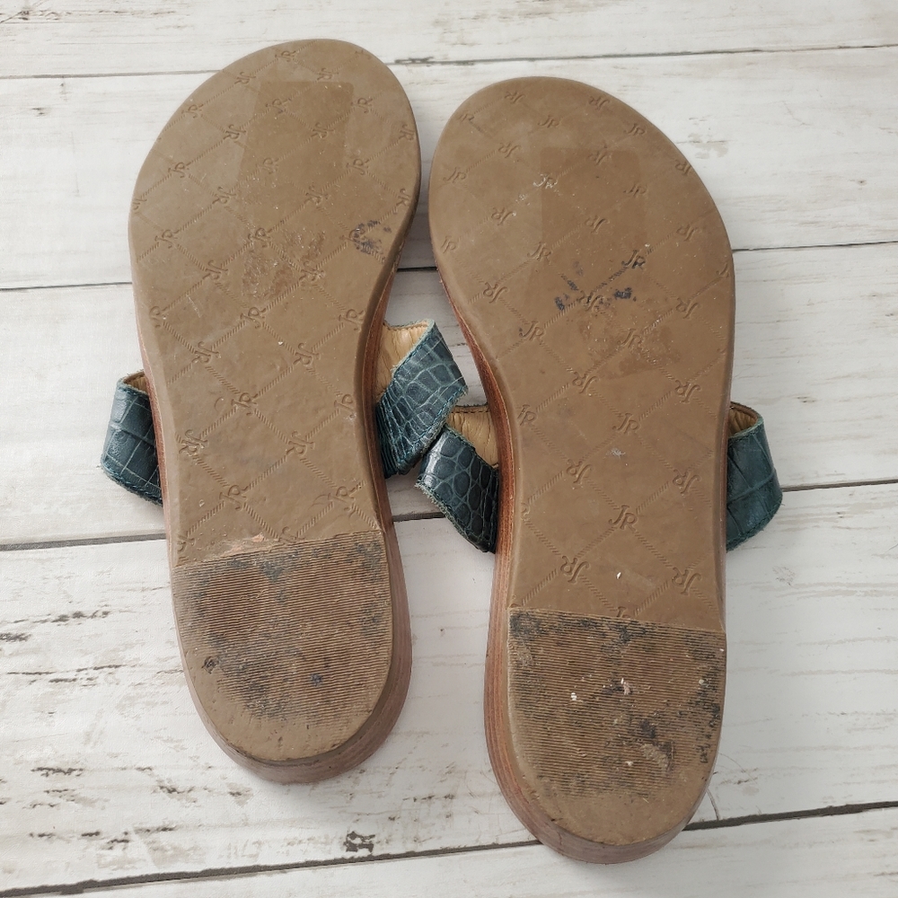 Jack rogers green Larissa thong sandal crocodile alligator medallion size 8 - Picture 5 of 8